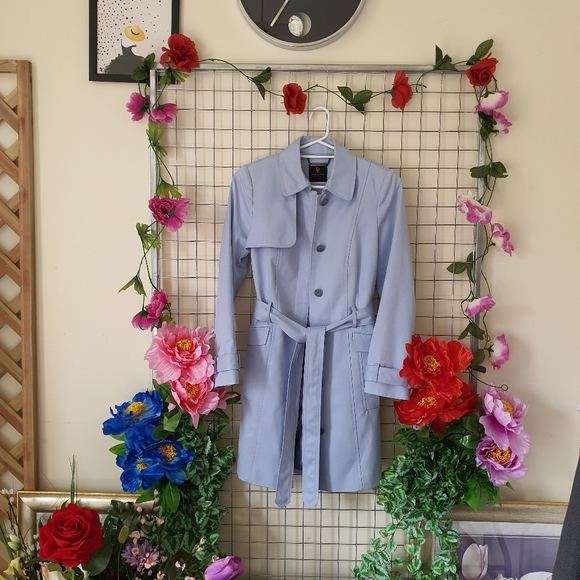 DAVID LAWRENCE | Trench Coat | Powder Blue | Size: AU 8 | Like New Condition - Picture 3 of 12